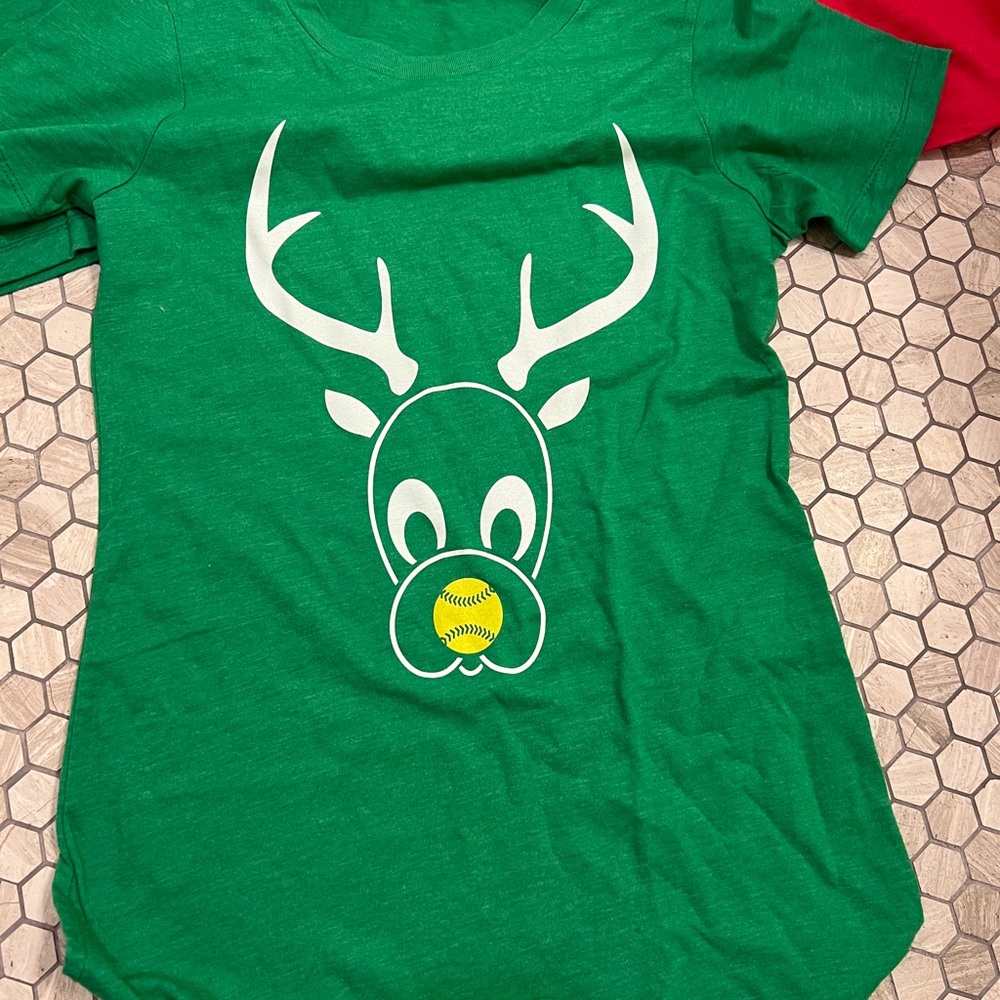 ChalkTalk Sports Softball Reindeer Tee - Size Women's Small - one tee left